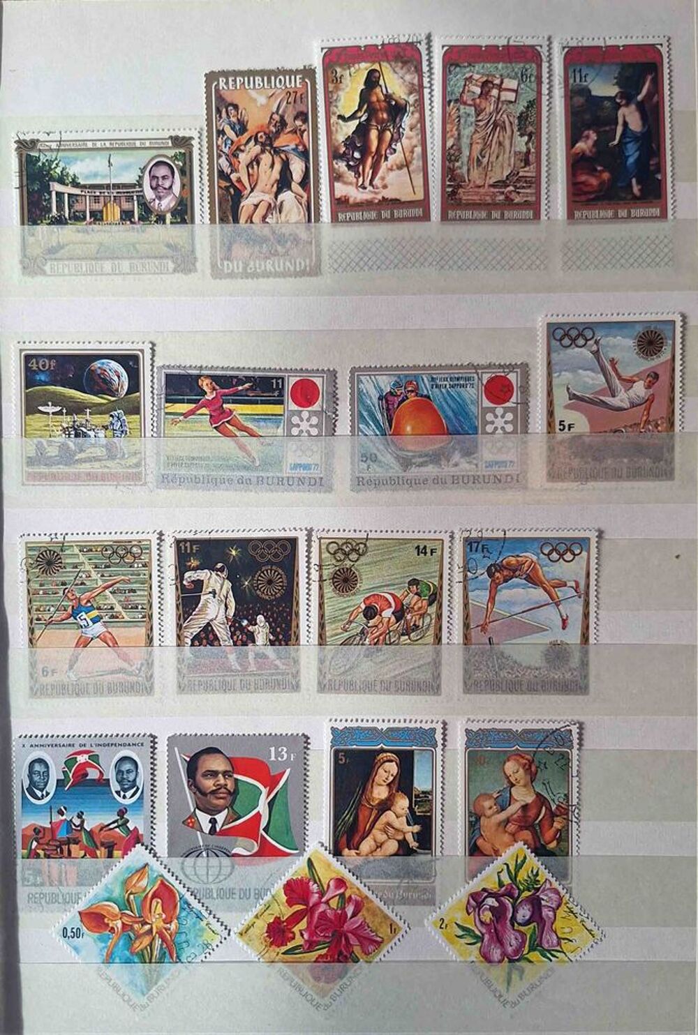 S&eacute;rie de timbres de collection du Burundi 