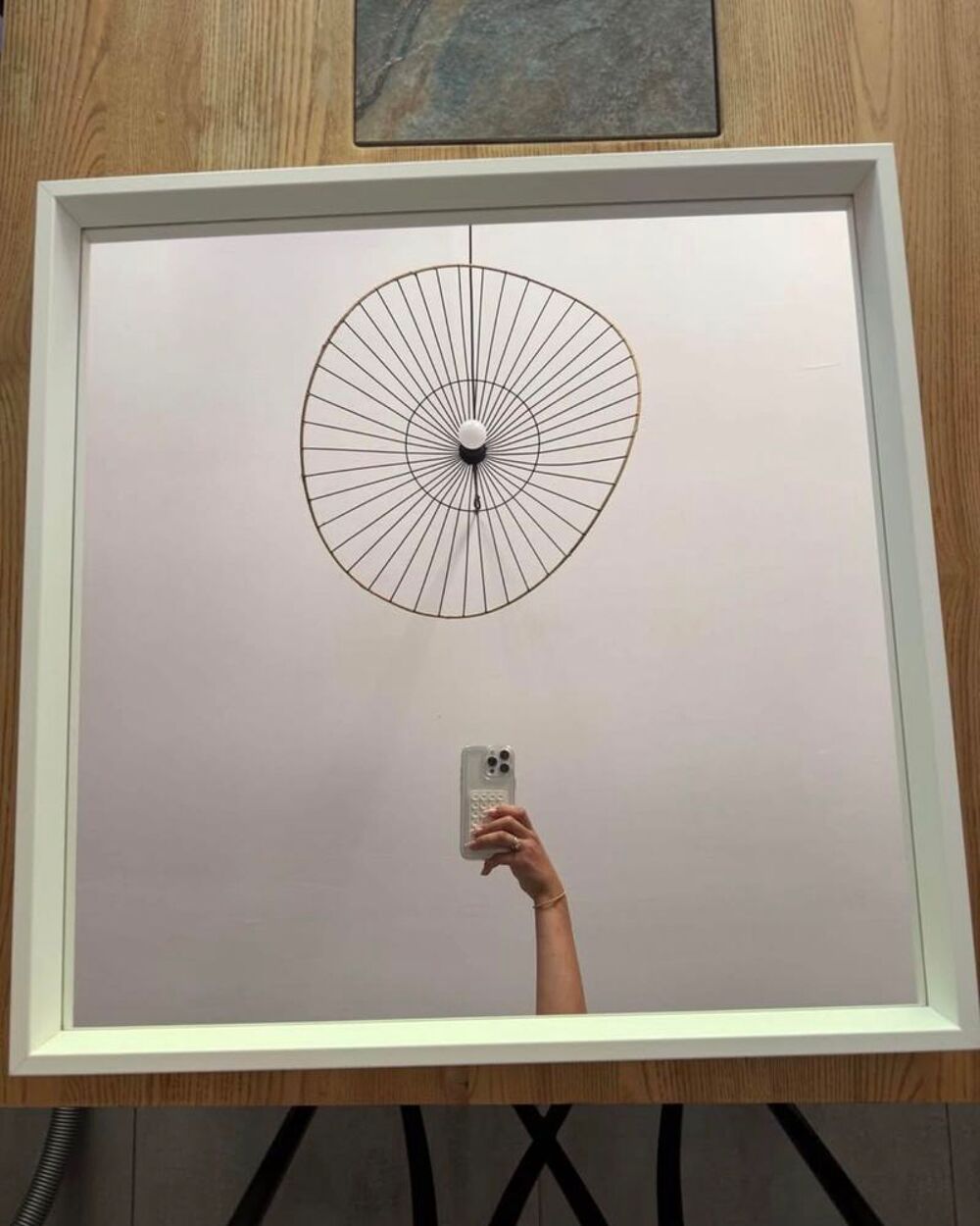 miroir carr&eacute; 65x65 cm - Blanc Décoration