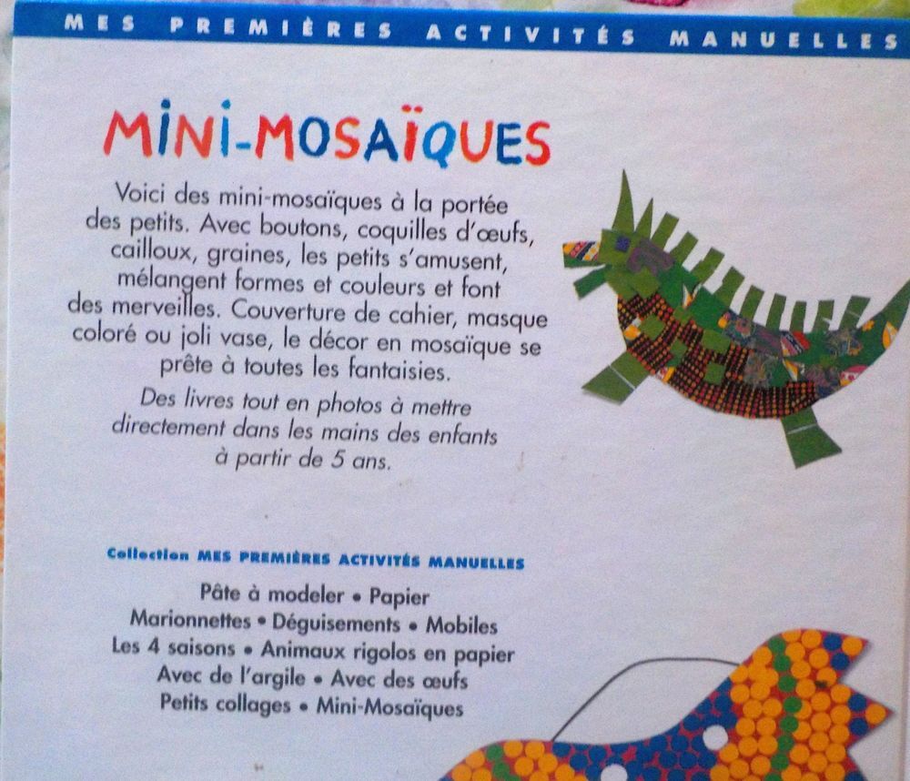 MINI MOSAIQUES Mes premi&egrave;res activit&eacute;s manuelles Ed. Fleurus Livres et BD