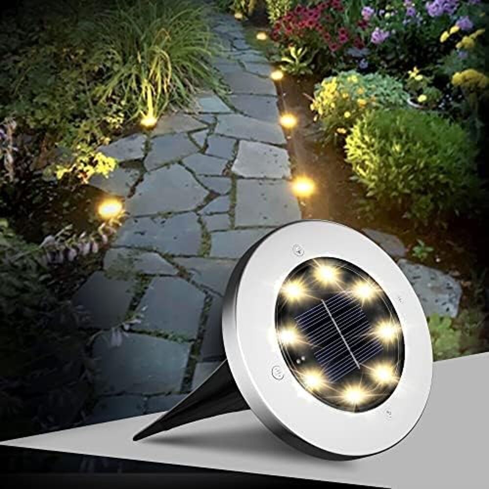 12 Lumi&egrave;re Solaire Ext&eacute;rieur blanc chaud 8 LED 3000K IP65 Jardin