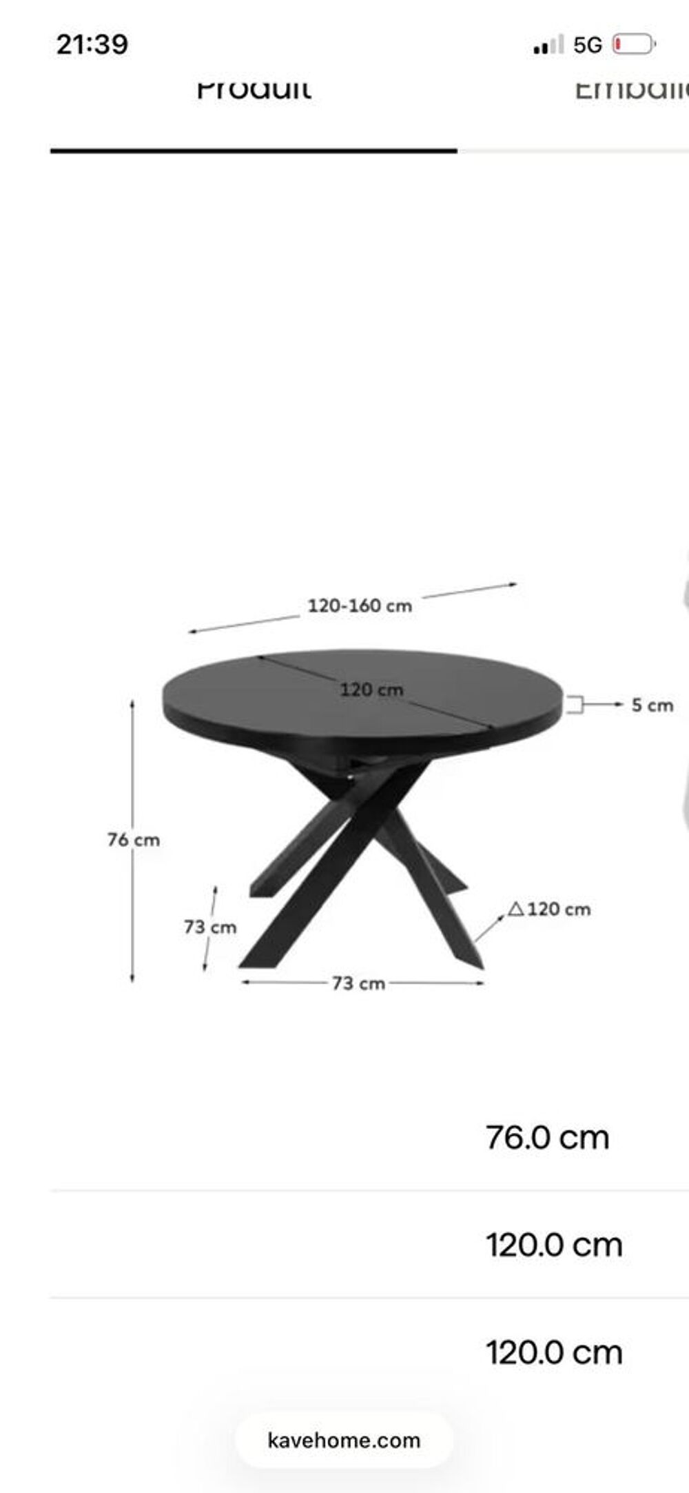 Table ronde noire extensible verre et acier Meubles