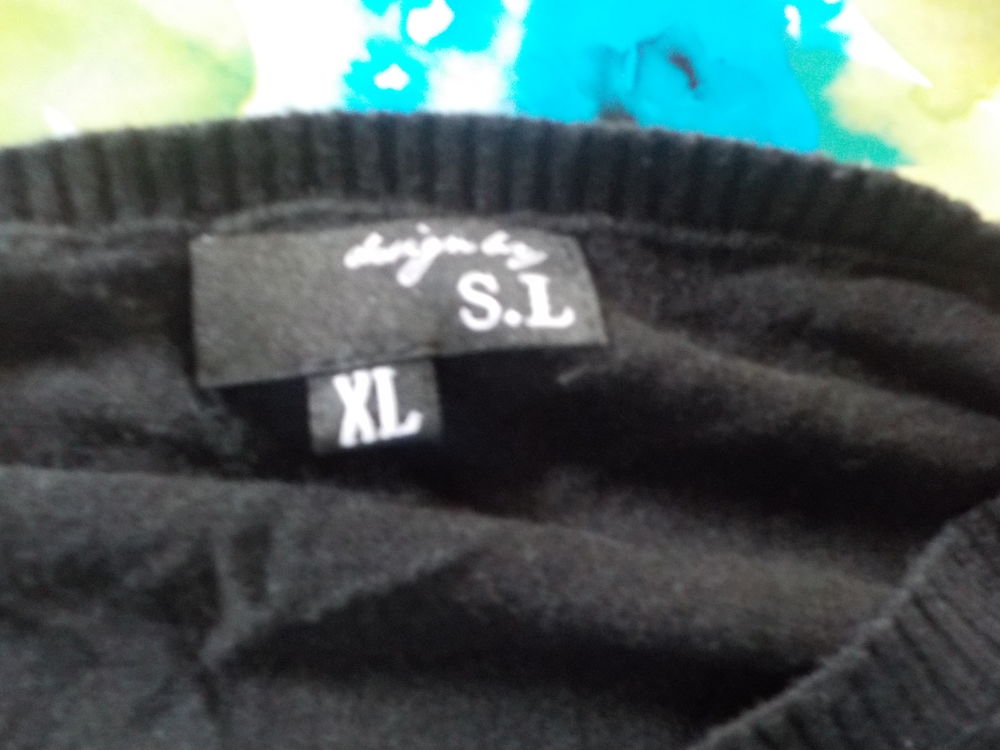 PULL HOMME "DESIGN BY S.L." XL noir et bleu Vêtements
