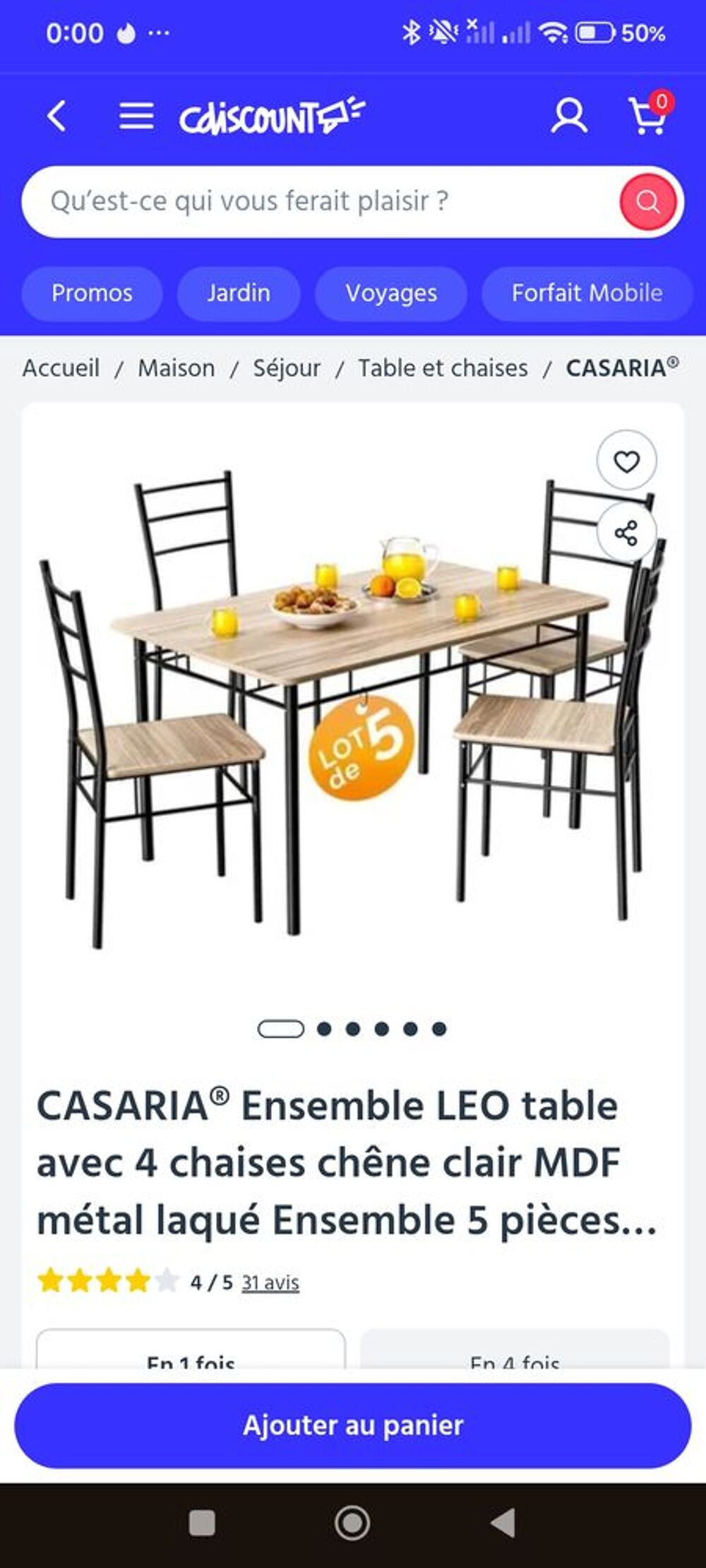 Ensemble table &agrave; manger Meubles
