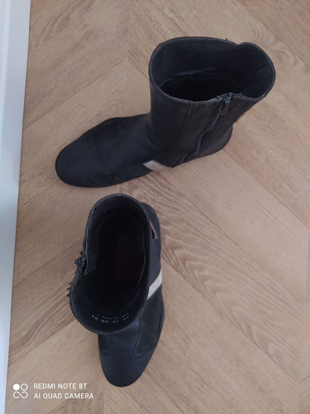 Bottines Kickers style motard noire et blanche Taille 38 Chaussures