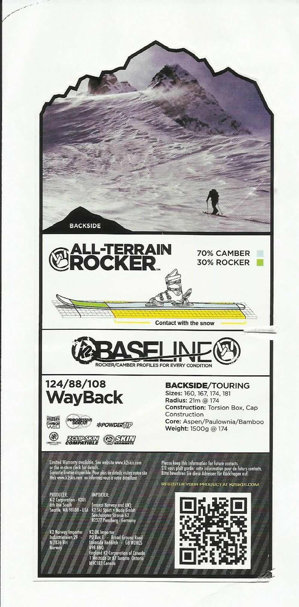 Ski de randonn&eacute;e K2 WAYBACK Sports