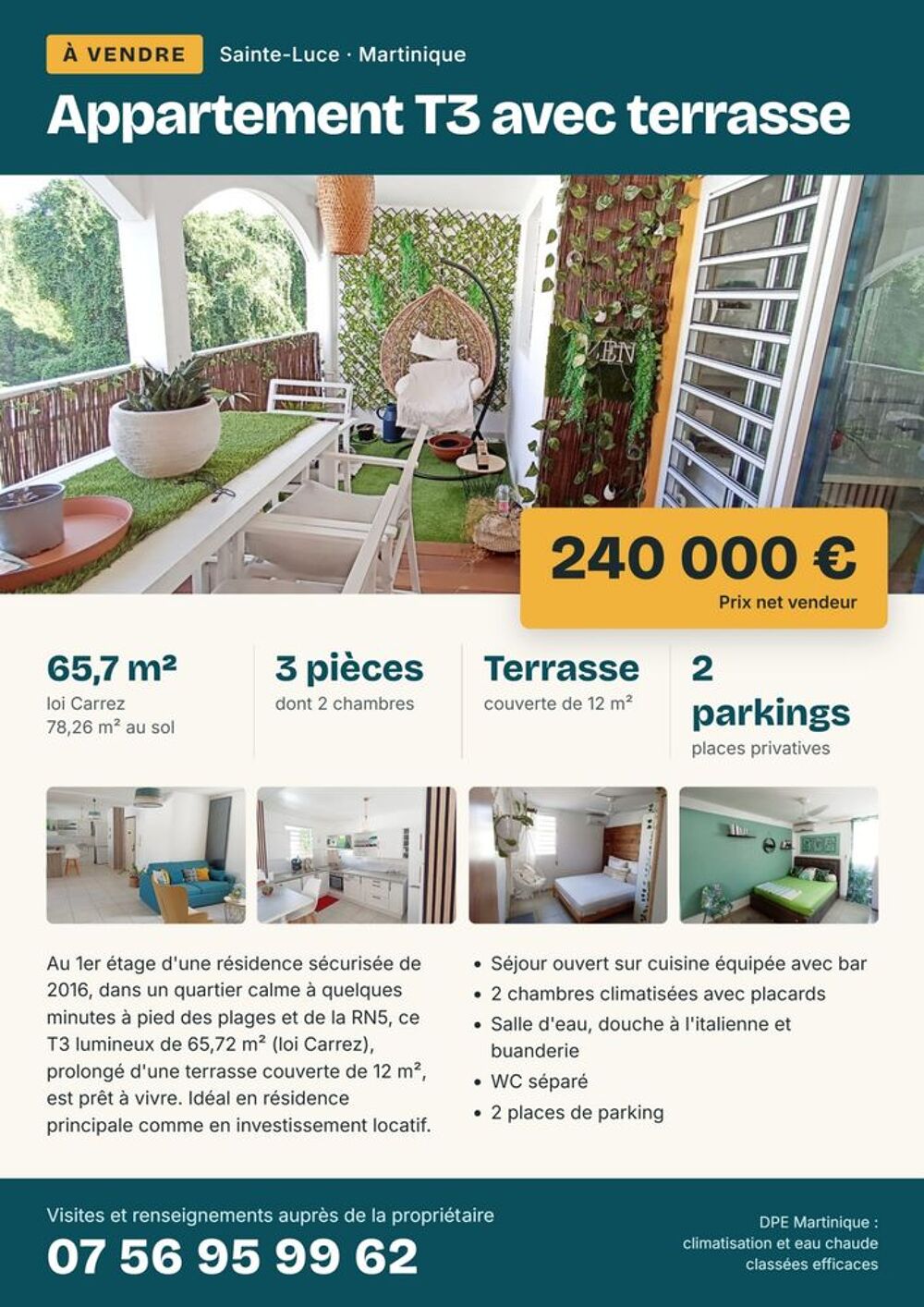 Vente Appartement T3-SAINTE-LUCE-Martinique Sainte-luce