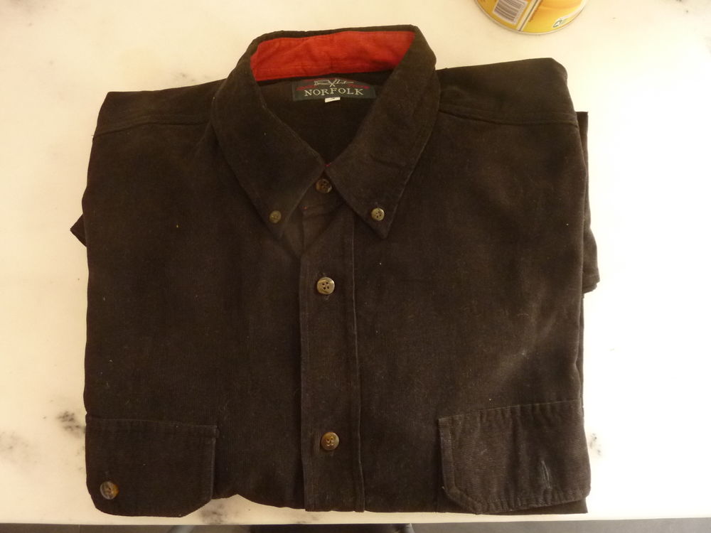 Chemise homme manches longues, en velours, couleur noire, ta Vêtements
