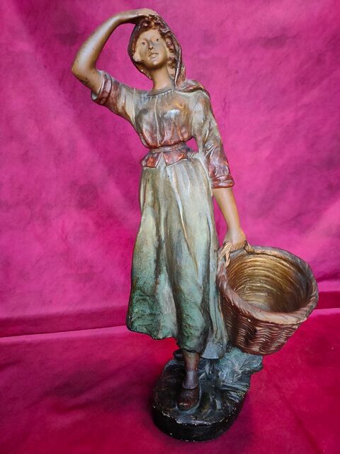 Ancienne statue polychrome en pltre hauteur 55 cm 80 Avermes (03)