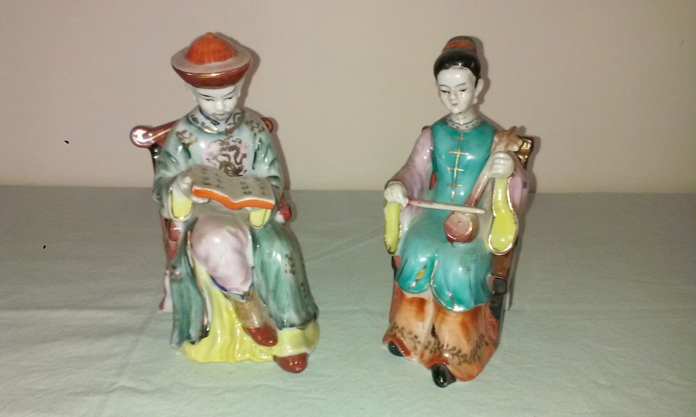 Sujet en porcelaine japonais en couple Décoration