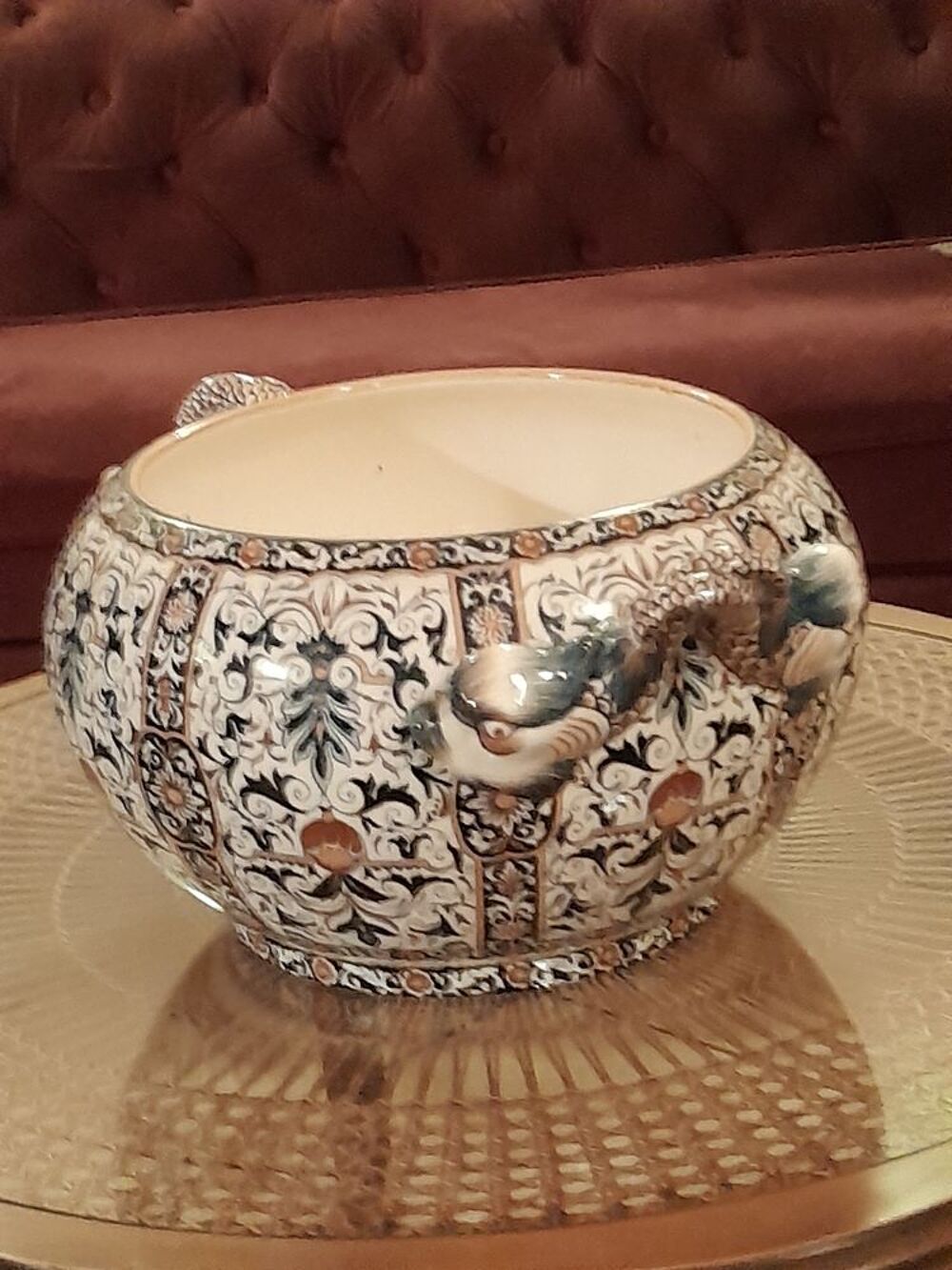 Grand cache-pot faience de Gien Décoration