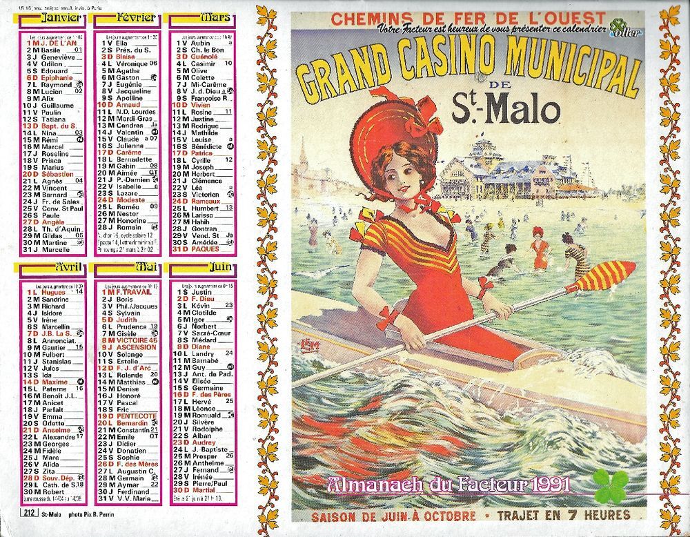 Calendrier du Facteur 1991 