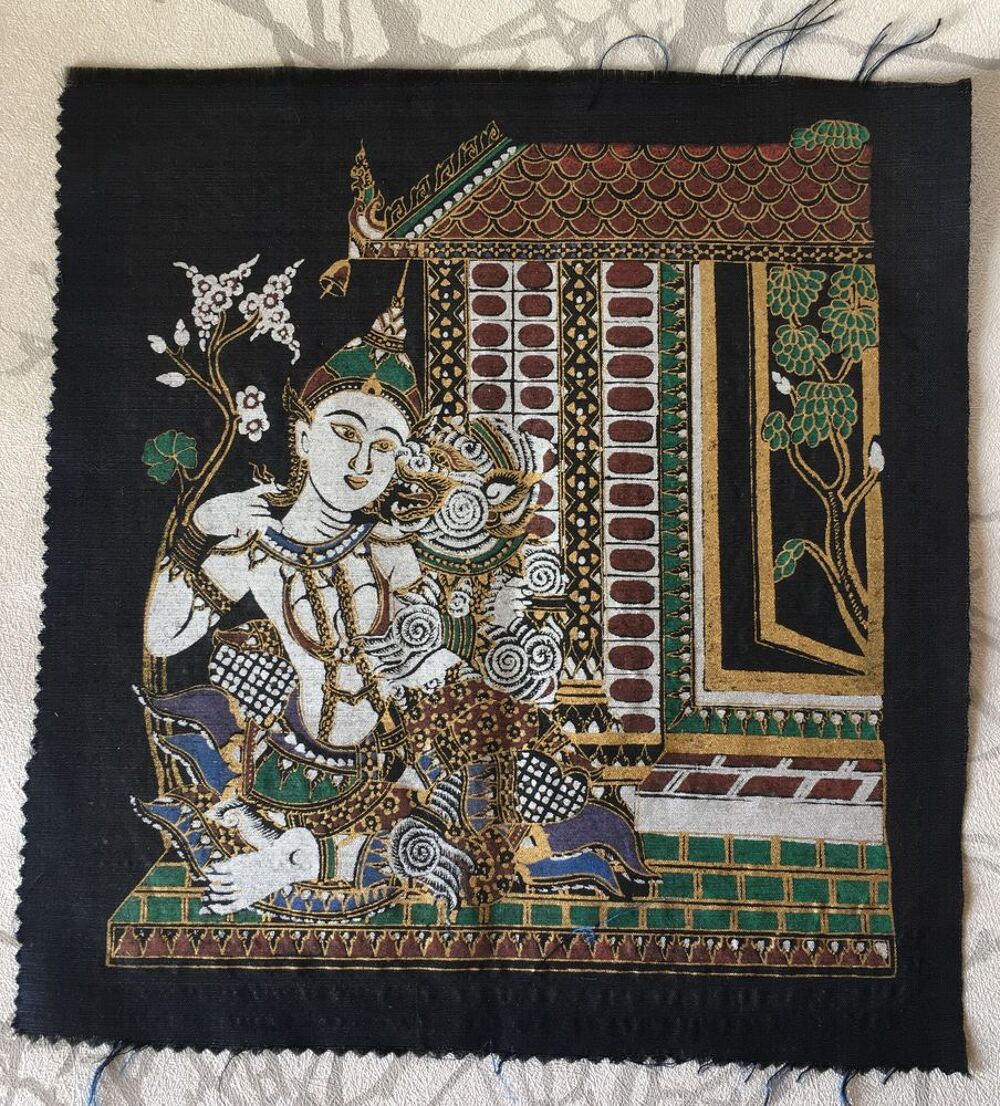 6 PEINTURES sur SOIE de THA&Iuml;LANDE &agrave; encadrer 