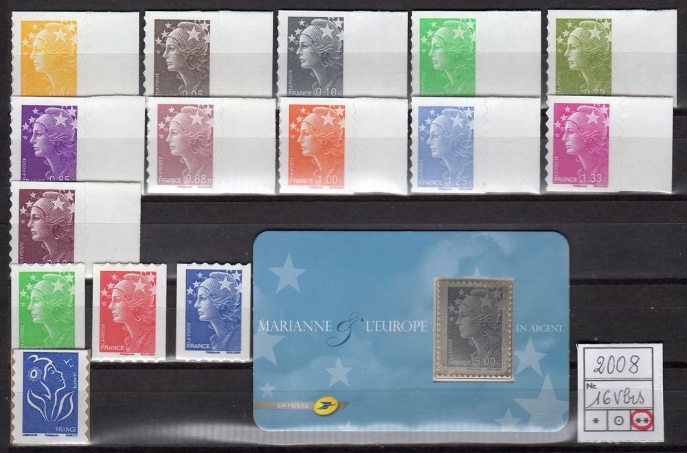 LOT de TIMBRES de FRANE 
2008 N** - 16 VLS
AUTOADHESIFS
