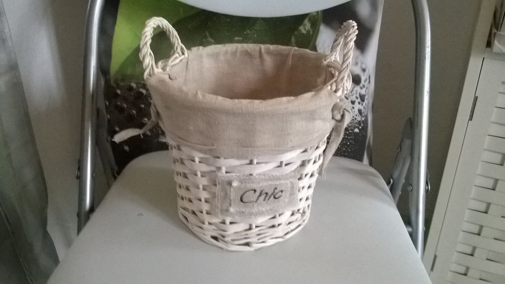 Panier Rond En Osier Blanc Avec Doublure Amovible Décoration