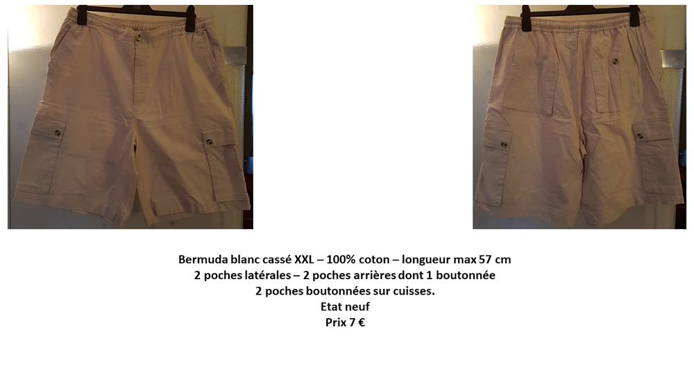 Bermuda blanc cass&eacute; XXL Vêtements