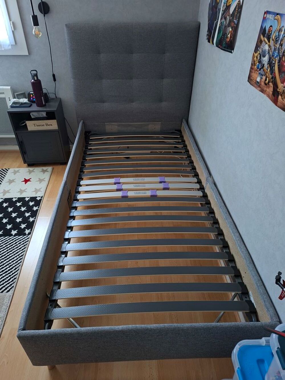 Lit 90&times;190 &eacute;tat neuf gris Mobilier enfants