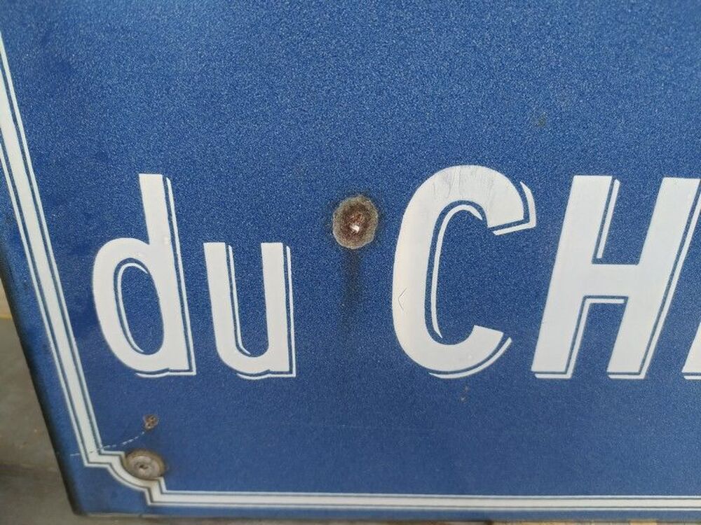 Ancienne Plaque de Rue &Eacute;maill&eacute;e RUE DU CHEMINEAU Décoration