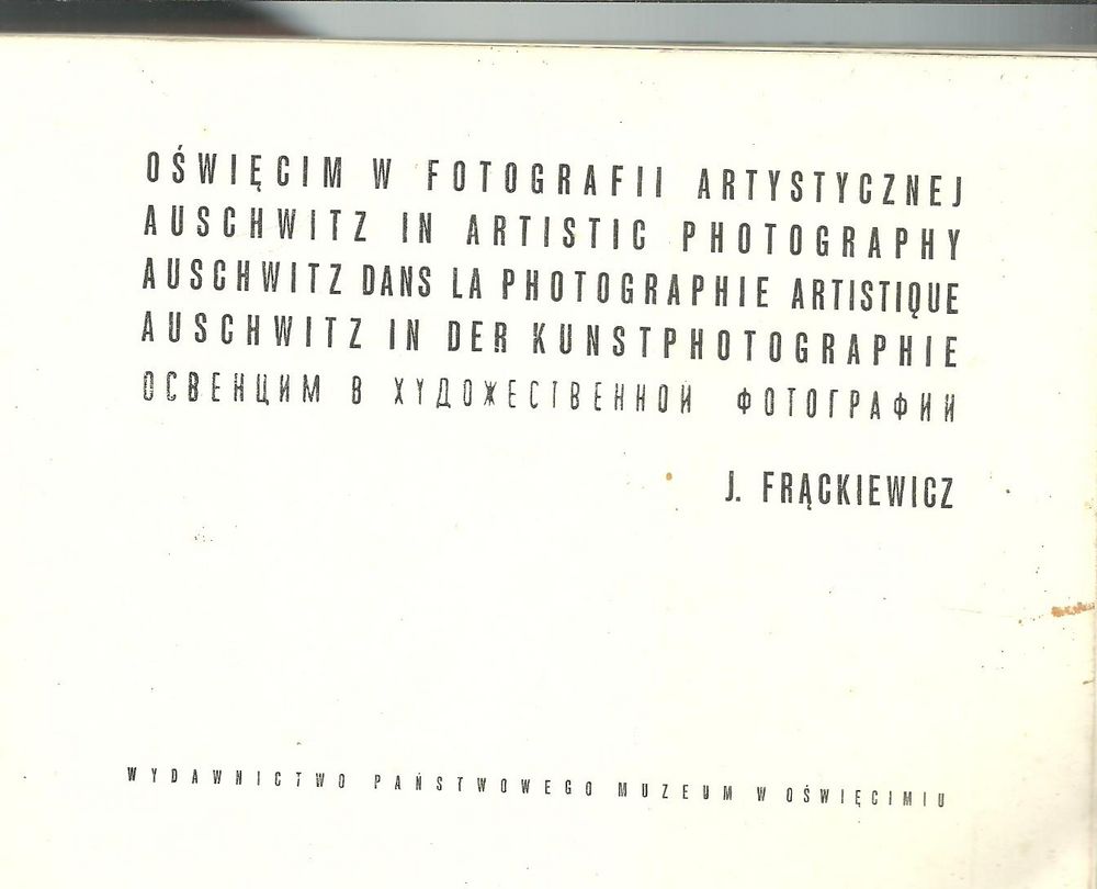 Auschwitz dans la photographie artistique / J FRACKIEWICZ / Livres et BD