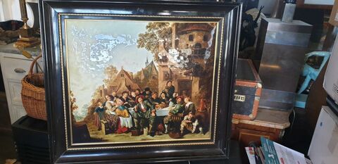 Tableau sc�ne pastorale en relief �maill� 35 Trappes (78)