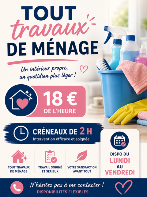 Travaux de m&eacute;nage 0 69400 Gleizé