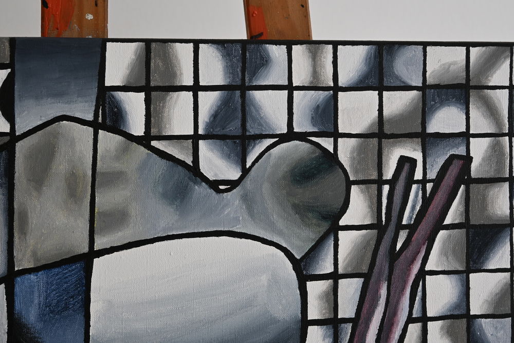 Tableau acrylique sur toile - Le pigeon noir et blanc Décoration