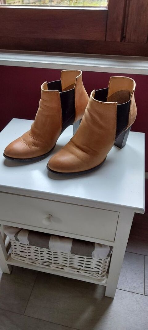 Bottines cuir Andr camel T38 7 Cendrey (25)