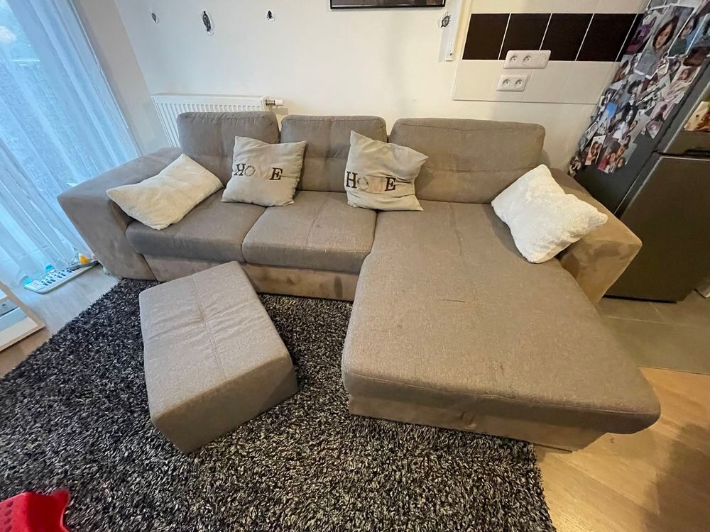 canap&eacute; d?angle 3 places convertible avec pouf Meubles