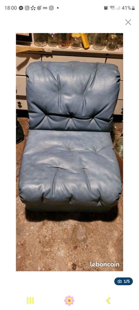 LOT DE 2 FAUTEUILS BLEU  VINTAGE Stenay (55)