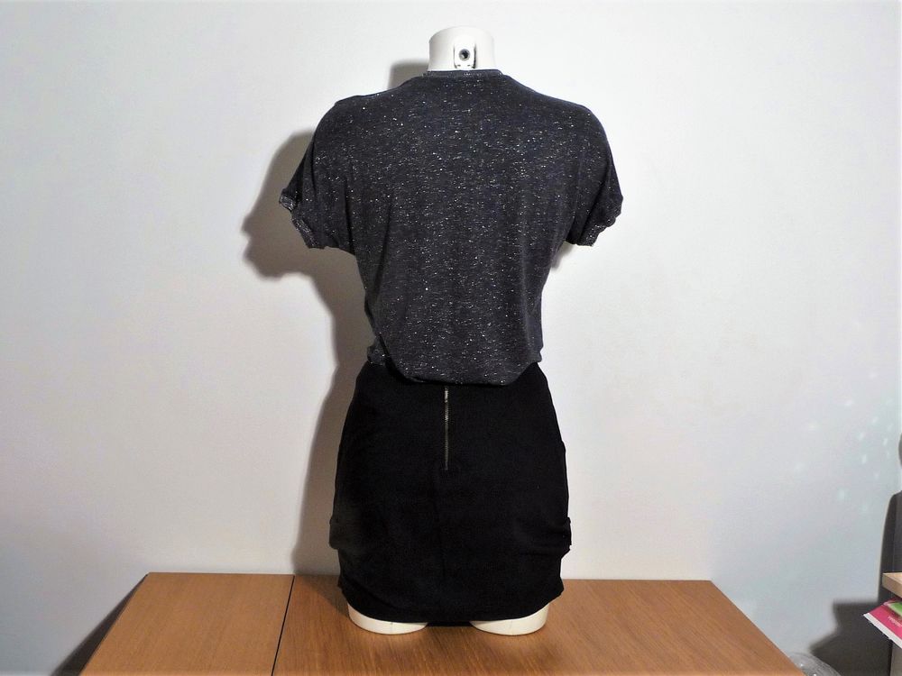 Jupe Courte Noir 2 Poches et Lien &agrave; Nouer- Cache Cache Vêtements
