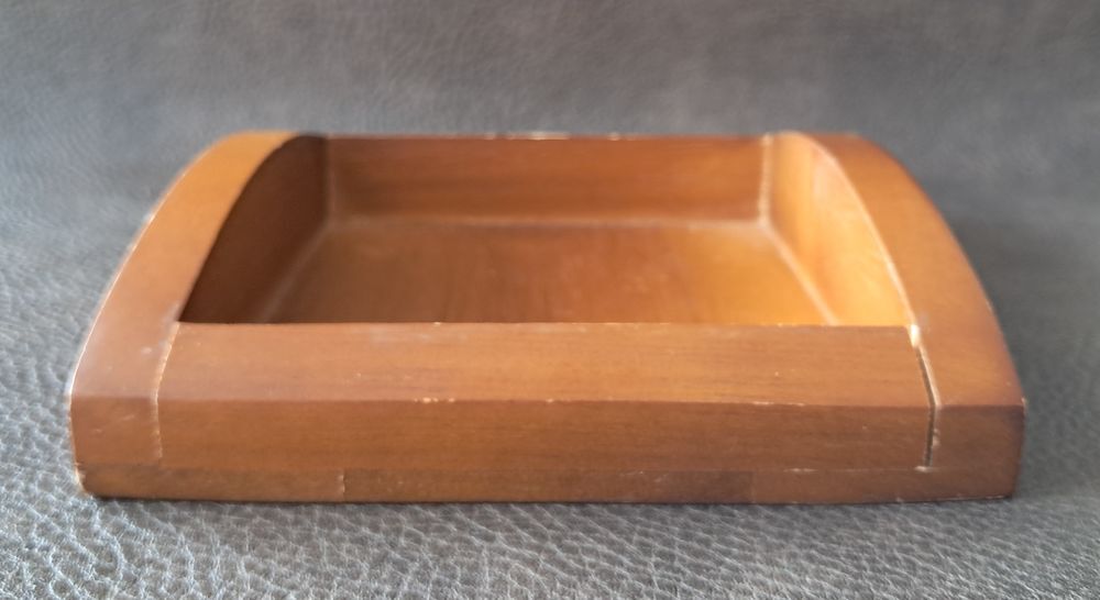 Ramasse monnaie sncf vintage en bois avec rainure 