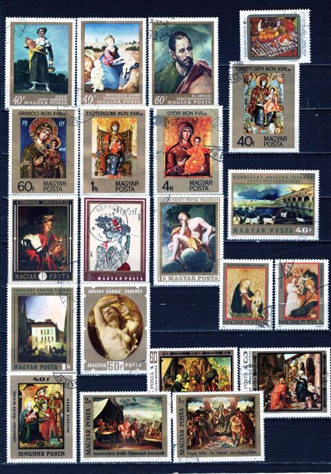 lot de 21 timbres de HONGRIE sur la PEINTURE 1 Les glisottes-et-Chalaures (33)