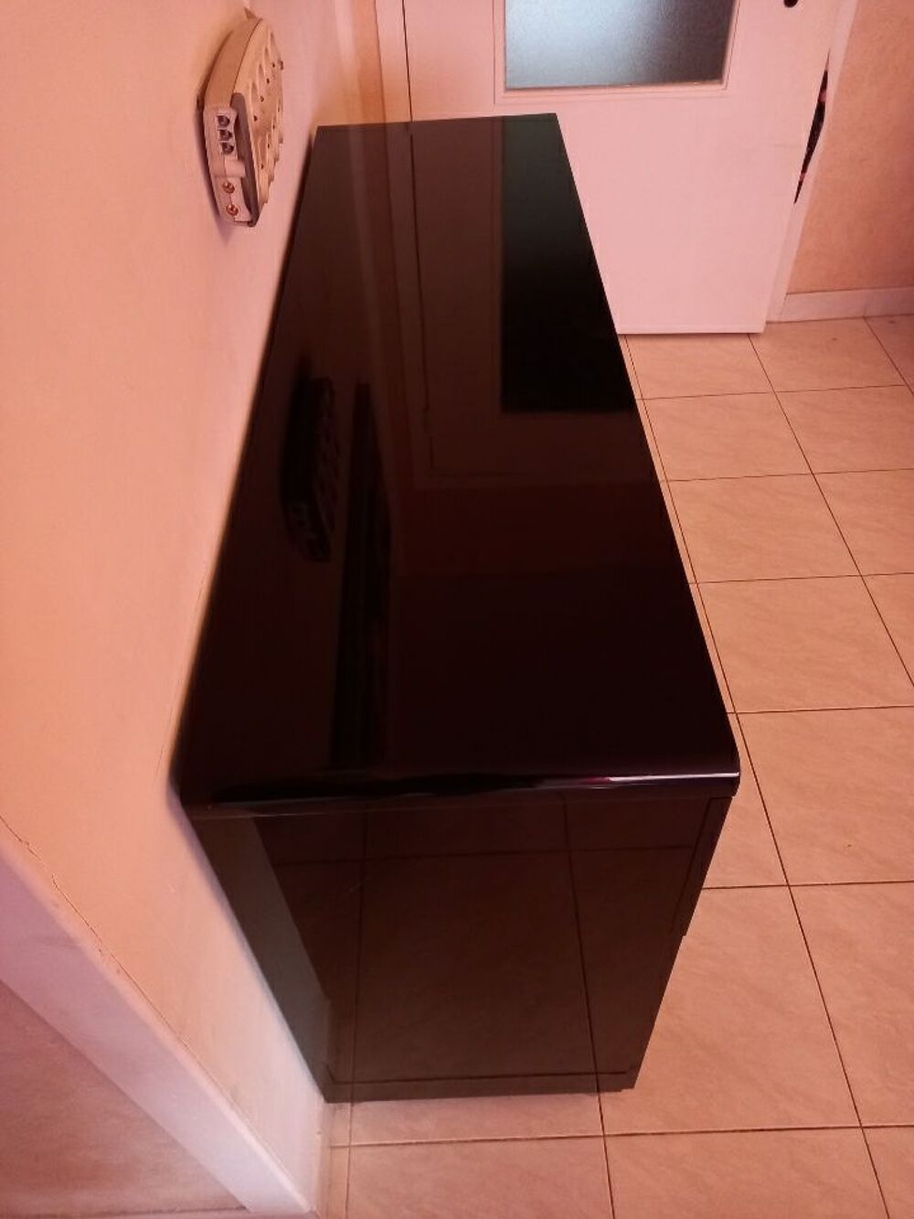 Meuble buffet 6 tiroirs noir vernis Meubles