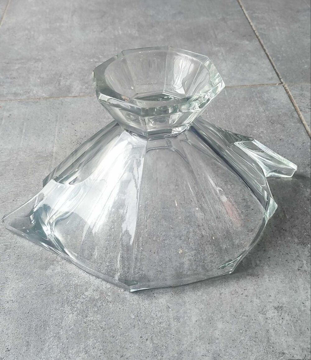 Coupe en verre &eacute;pais grav&eacute;e Slovakia Style Art D&eacute;co 