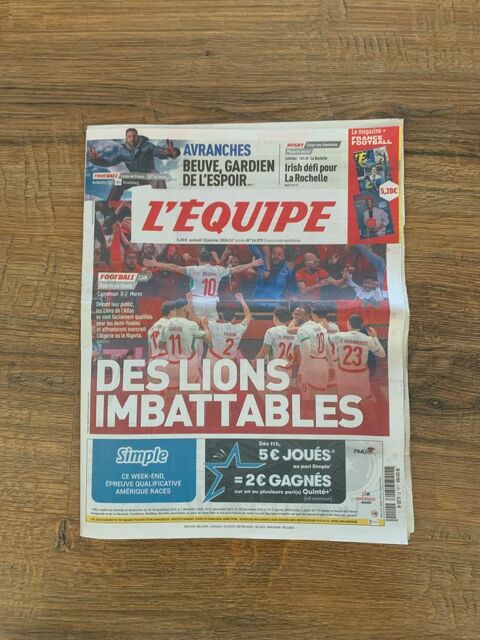 Journal L' Equipe      Maroc des lions imbattab 1 Saleilles (66)