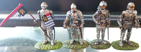 Lot 4 soldats de plomb Guerriers du Moyen-Age Del Prado 1/32 24 Toulon (83)