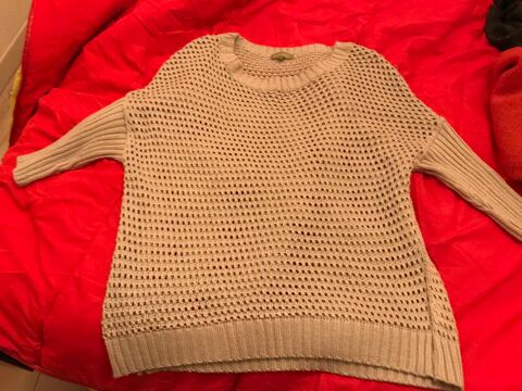 PULL EN MAILLE AJOUREE  BEIGE/GRIS Taille M 10 Saint-Genis-Laval (69)