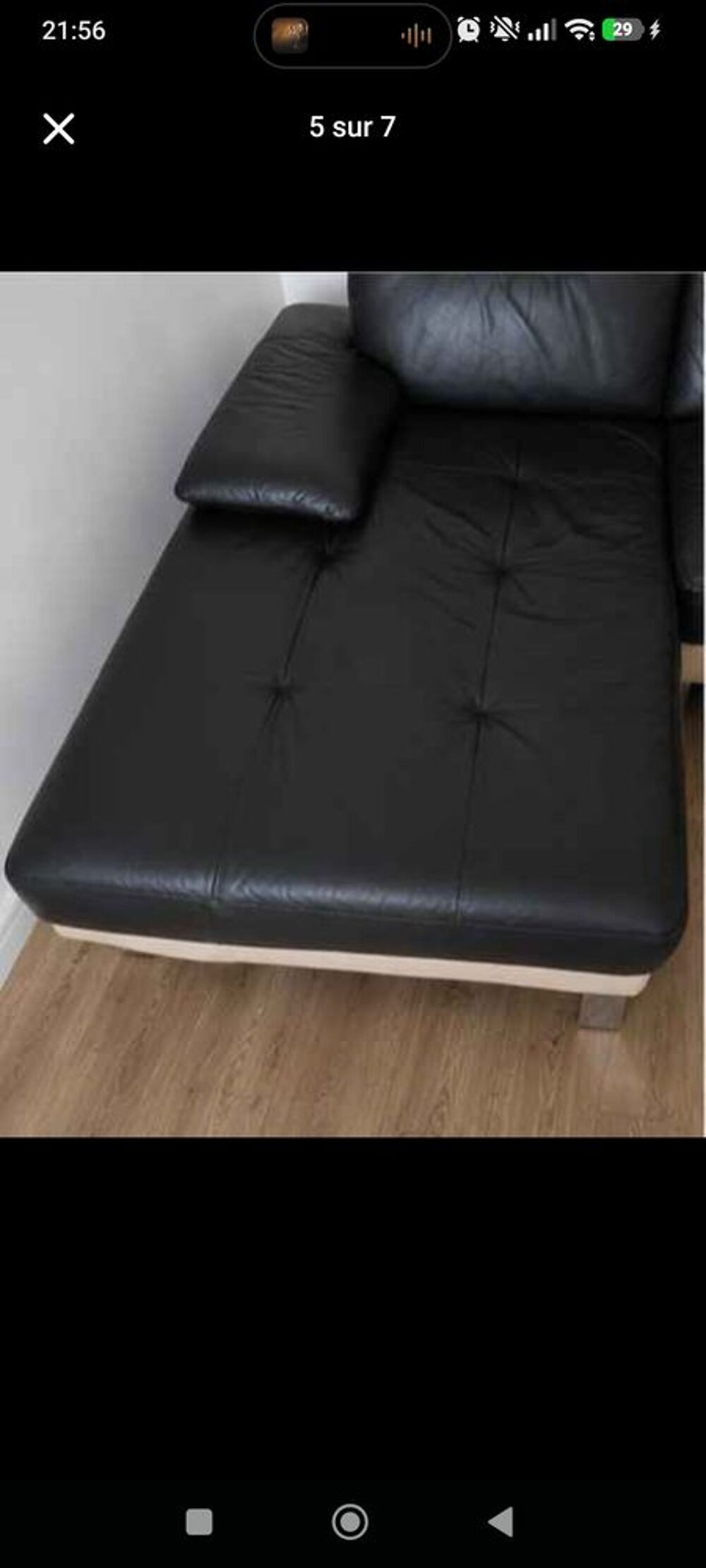 Canap&eacute; d'angle en v&eacute;ritable cuir marron et beige-250cm- Meubles