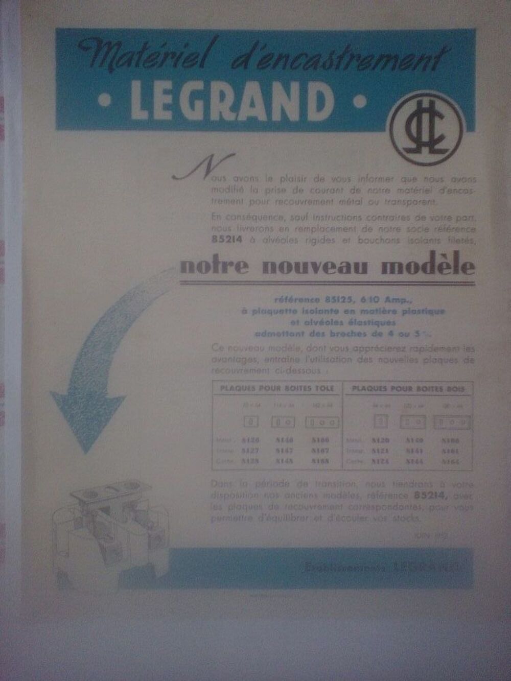 Prospectus Pub Legrand Limoges Mat&eacute;riel d'encastrement 85125 