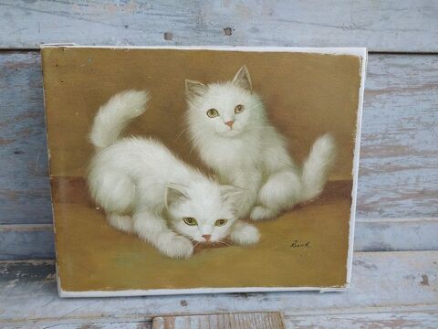 Tableau Petits Chats Chatons Blancs Sign� Bond 
70 Loches (37)