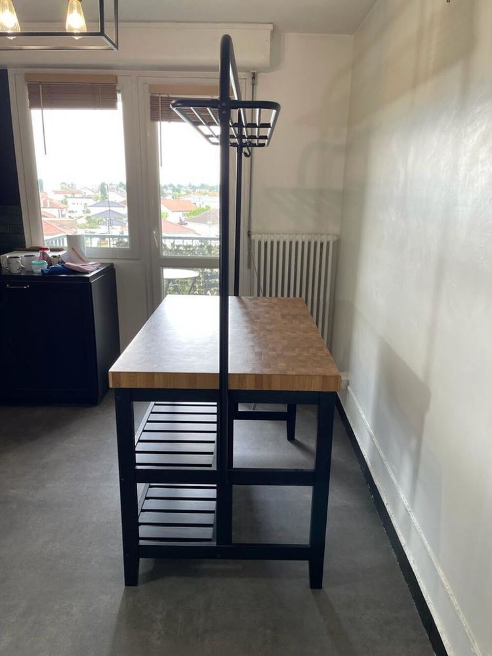  &Icirc;lot de cuisine IKEA avec casier, noir/ch&ecirc;ne, 126x79x193 Meubles