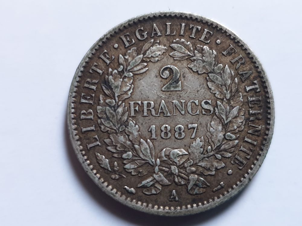 Pi&egrave;ce de 2 francs C&eacute;r&egrave;s Argent 1887 A 