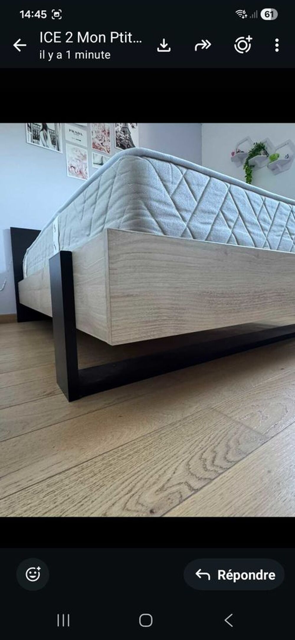 Lit double 140x190 + sommier + matelas Ep&eacute;da €" Bon &eacute;tat Meubles