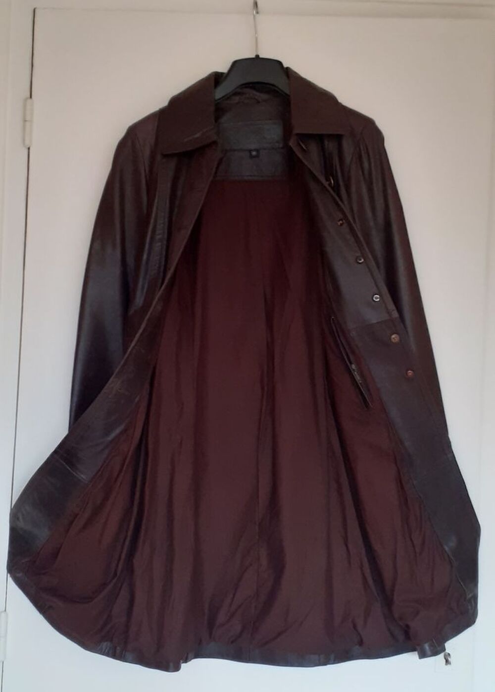 Manteau cuir Marron fonc&eacute; T36 Vêtements