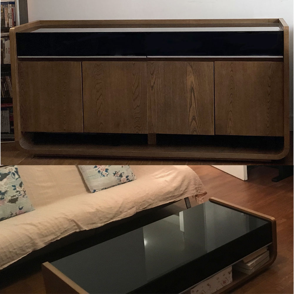 Buffet 160 cm ET table basse 120 cm bois et verre Meubles