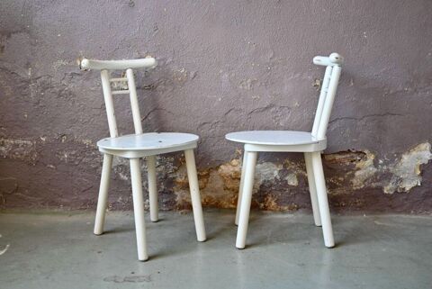 Paire de chaises design italien en bois blanc 240 Wintzenheim (68)
