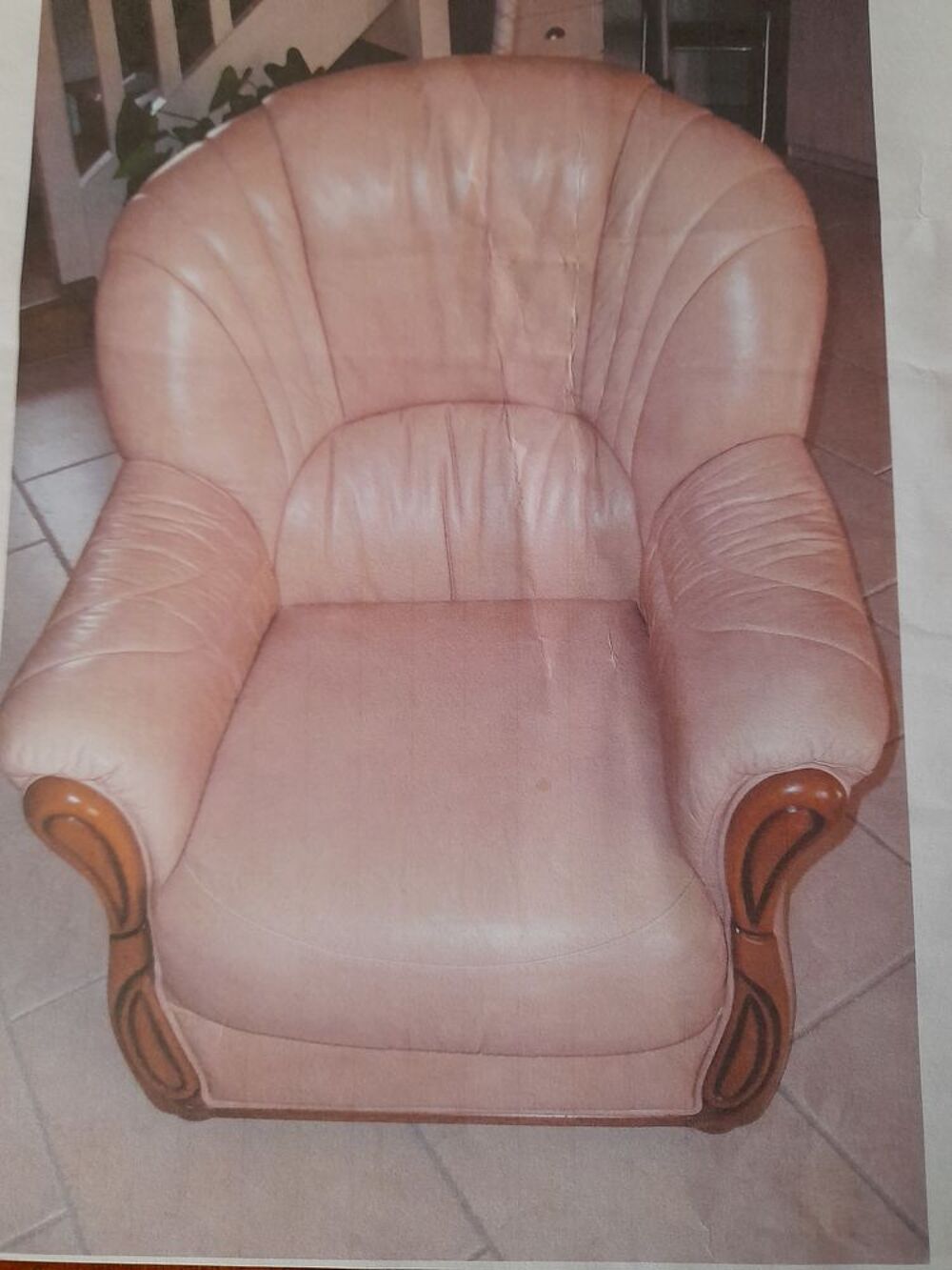 Fauteuils cuir et bois Meubles