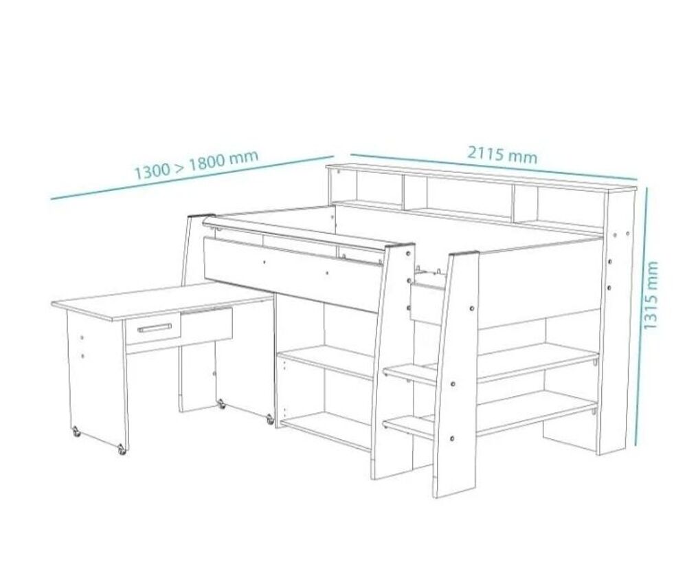 Lit mezzanine avec bureau Meubles
