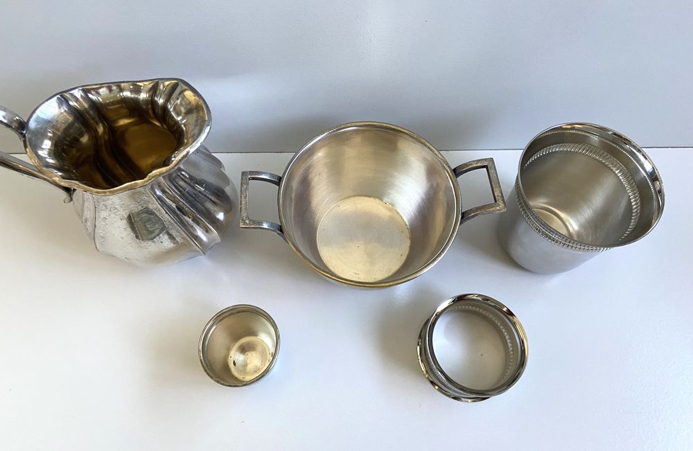 Lot Argenterie Ancienne M&eacute;tal &amp; Laiton Argent&eacute; Vintage 