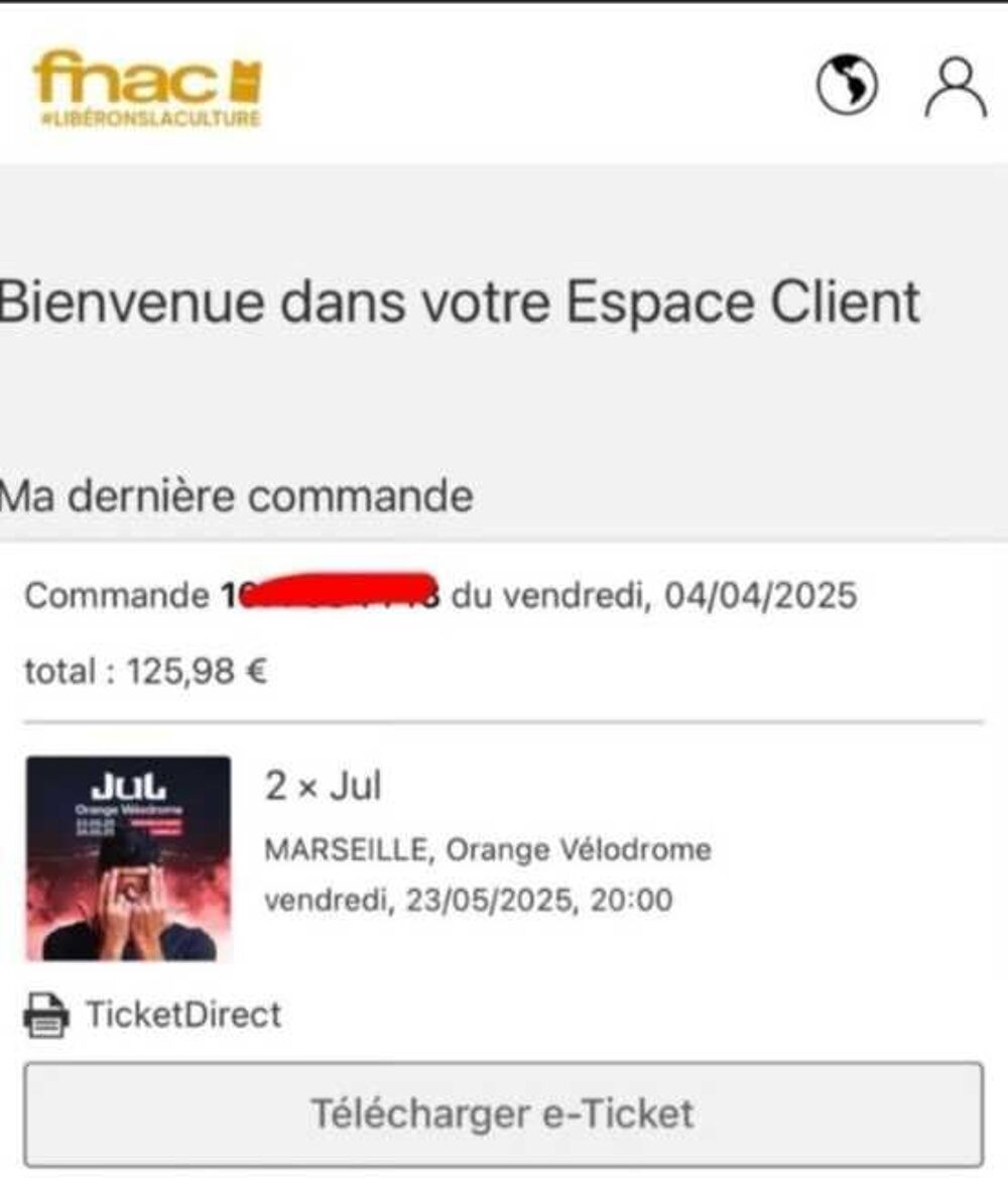 place de concert pour JUL au v&eacute;lodrome 