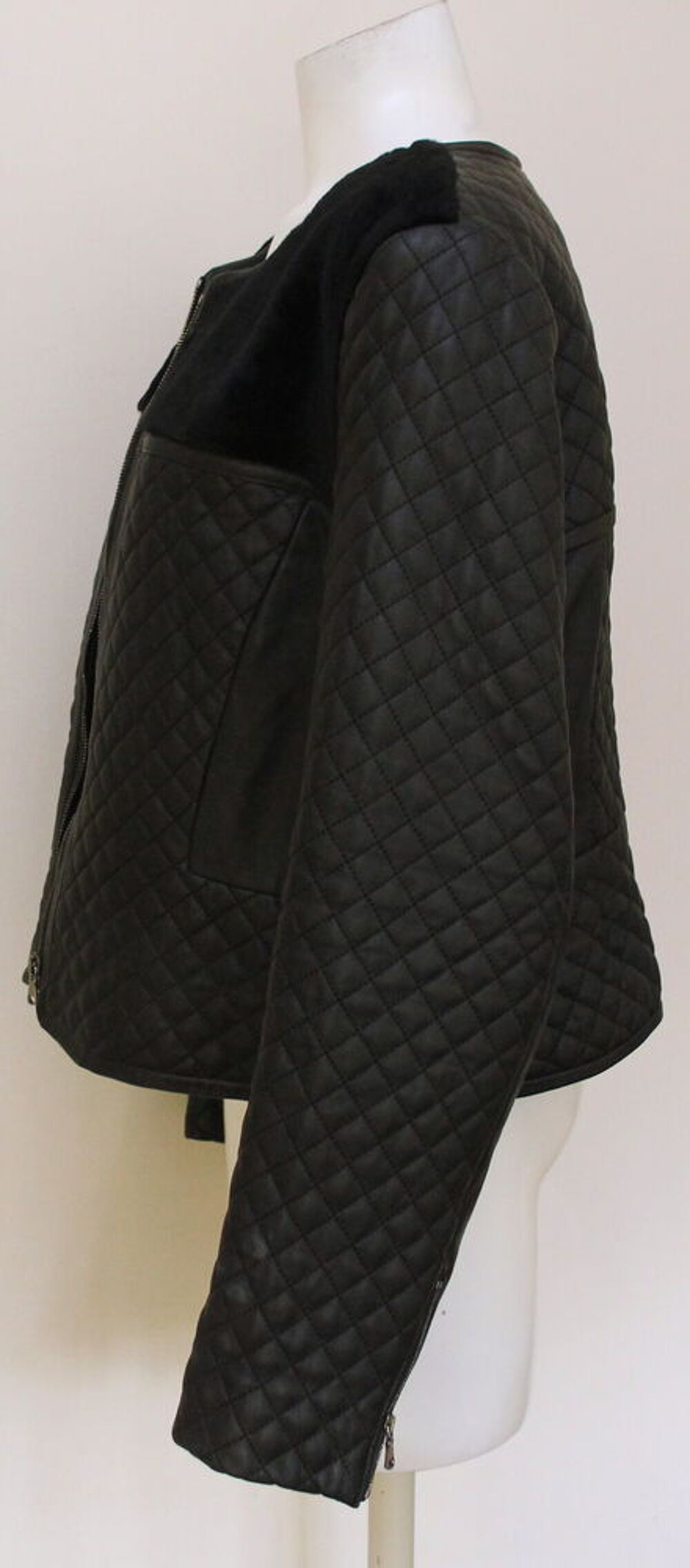Veste cuir matelass&eacute; ZAPA T.XL (44/46) Vêtements